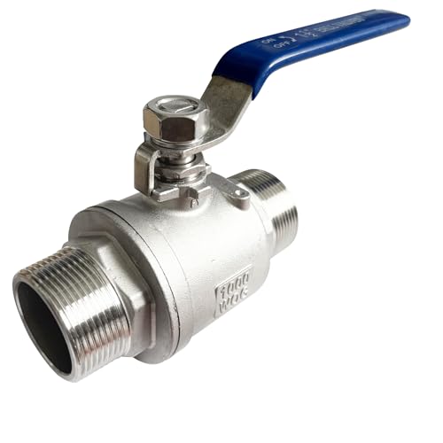 1-1/2 inch Male to Male Thread Ball Valve 304 Stainless Steel Full Port NPT Thread Ball Valves WOG1000 - size: 1-1/2 inch