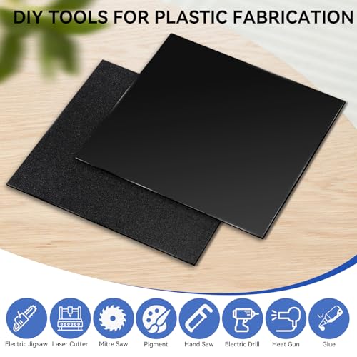 2 Pack ABS Plastic Sheets 1/8 inch Thick 16×12In Black Plastic Thermoplastic Thermoform Two-Sided Hard Plastic Sheet with Protective Films Matte and Frosted Surfaces for DIY Crafts Projects - size: 12x16x0.12In