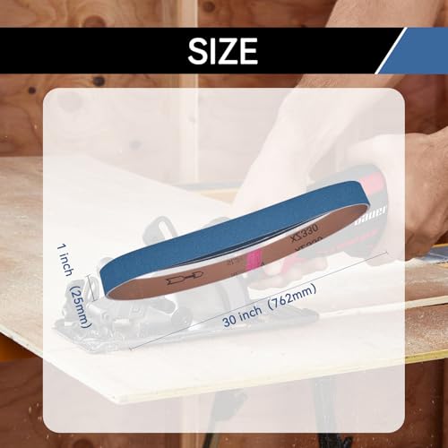 1x30 Inch Sanding Belts 21 Pcs 7 Grits Sizes (3 Each of 40/60/80/120/150/240/400 Grits) Heavy Duty Belt Sander Zirconia Belt Sander Paper for Wood, Metal, Stainless Steel, Cars, and Furniture - size: 1x30 inch