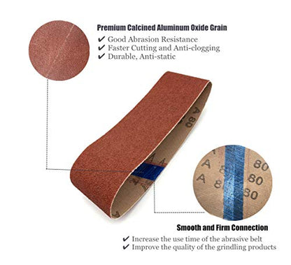 2-1/2 x 14 Inch Abrasive Sanding Belts, 6 Each of 40 80 120 240 Grit, 24PCS - size: 2.5X14 inch