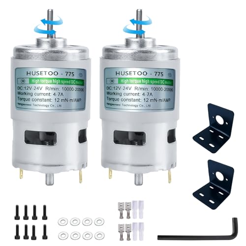 775 High Torque DC Motor, 12V/24V, 10K/20K RPM, D Shaft, 2-Pack - style: D Shaft Motors-2Pack
