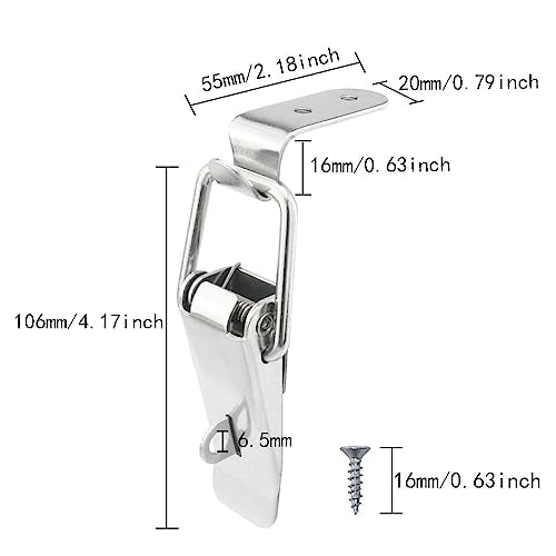 4PCS 106mm Stainless Steel 90-Degree Tool Box Hood Locks Latches Cabinet Trunk Trailer Tool Box Door Hood Locks Latches Tool Box Hasps Closet Case Box Chest Barn Crate Hasps Latches - size: 106mm