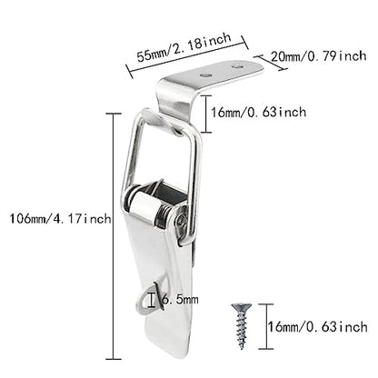 4PCS 106mm Stainless Steel 90-Degree Tool Box Hood Locks Latches Cabinet Trunk Trailer Tool Box Door Hood Locks Latches Tool Box Hasps Closet Case Box Chest Barn Crate Hasps Latches - size: 106mm
