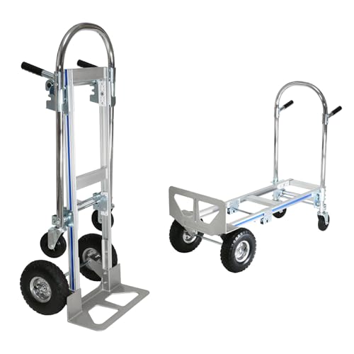 Heavy Duty Convertible Hand Truck, 2 in 1 Folding Dolly 800 LBS Capacity Industrial Platform Cart Collapsible Truck for Transport & Moving in Warehouse, Home, Supermarket - color: Silver