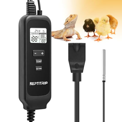 Reptile Thermostat, Dimming Thermostat with 1-24H Timer Setting - color: Timer-temp Set