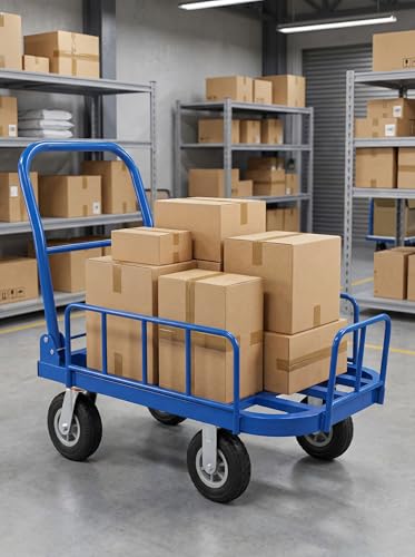 Heavy Duty Folding Platform Cart 600LBS Utility Hand Truck with Guardrails