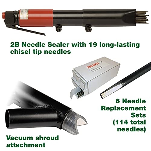 CS Unitec | 121.2099 VS Basic KIT | Industry Standard 2B 19-Needle Scaler Kit – Reliable Performance for Any Job – Made in England - style: (F) 2B Needle Scaler Basic Kit w/ Vacuum Shroud