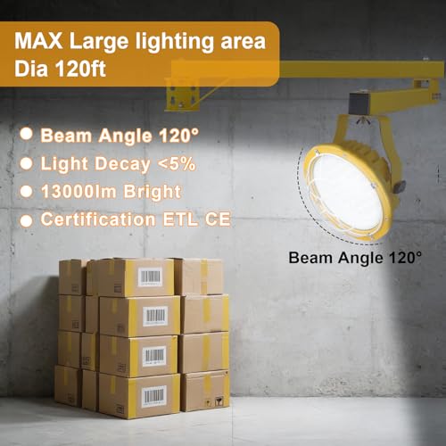 LED Loading Dock Light with 43" Adjustable Swing Arm, 30W/50W Selectable, 5500LM 3CCT (3000K/4000K/5000K), IP65 Waterproof, 360° Rotatable Work Light for Warehouse, Trailer, Garage, 100–277V ETL