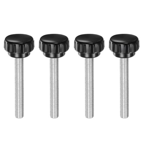 uxcell 4pcs Knurled Clamping Knobs M8 x 60mm Metric Zinc Plated Carbon Steel Male Thread Thumb Screw on Type 30mm Plastic Round Head Threaded Hand Bolt Stud Knobs Black - size: M8 x 60mm x 30mm