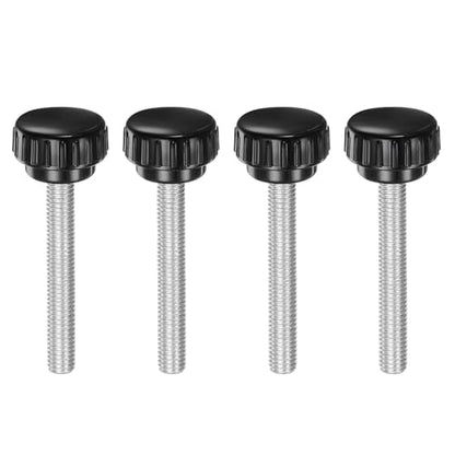 uxcell 4pcs Knurled Clamping Knobs M8 x 60mm Metric Zinc Plated Carbon Steel Male Thread Thumb Screw on Type 30mm Plastic Round Head Threaded Hand Bolt Stud Knobs Black - size: M8 x 60mm x 30mm