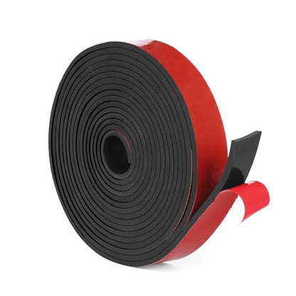 WochiTV Adhesive Solid Rubber Strips, 2" Wide x 1/8" Thick x 180" Long Self Stick Black Neoprene Rubber Rolls Perfect for DIY Insulation Cushion Gasket, Sealing, Liner, Weather Striping - size: 2" W X 180" L, style: 1/8" Thick Adhesive