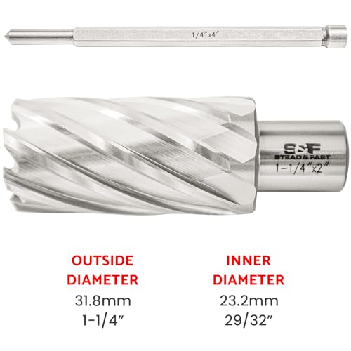 S&F STEAD & FAST Annular Cutter with Pilot Pin, 5/4" x 2", Mag Drill Bit - size: 1-1/4" x 2"