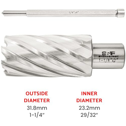 S&F STEAD & FAST Annular Cutter with Pilot Pin, 5/4" x 2", Mag Drill Bit - size: 1-1/4" x 2"