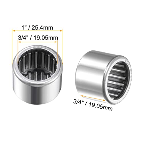 uxcell SCE1212 Needle Roller Bearings, Drawn Cup Open End, 3/4-inch Bore 1-inch OD 3/4-inch Width 15300N Static Load 22100N Dynamic Load 5pcs - size: 3/4x1x3/4"