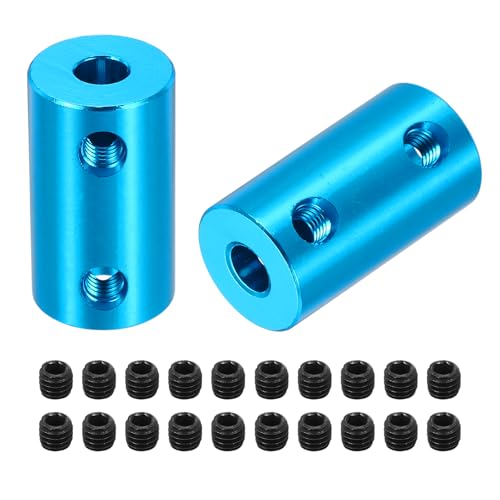 MECCANIXITY Rigid Screw Coupling 5mm to 5mm Shaft Coupler Connector L25mm x D14mm Aluminum Alloy Joint Connector Set for 3D Printers DIY Encoder with 20 Screws, Blue, 5Pack - color: Blue, size: 5mm to 5mm