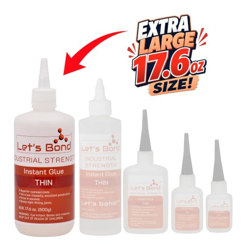 Let's Bond 17.6 oz Thin Professional Grade Instant Glue, Premium Cyanoacrylate, 5 CPS - size: 17.6 oz