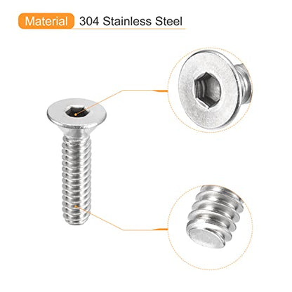 uxcell #10-24x3/4 Flat Countersunk Head Socket Cap Screws, 50Pcs 304 Stainless Steel Hex Socket Flat Head Screws, Full Thread, Countersunk Bolts - size: #10-24x3/4"