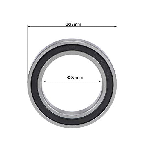 uxcell 6805-2RS Deep Groove Ball Bearings 25mm Inner Dia 37mm OD 7mm Bore Double Sealed Chrome Steel Z2 2pcs - size: 25x37x7mm