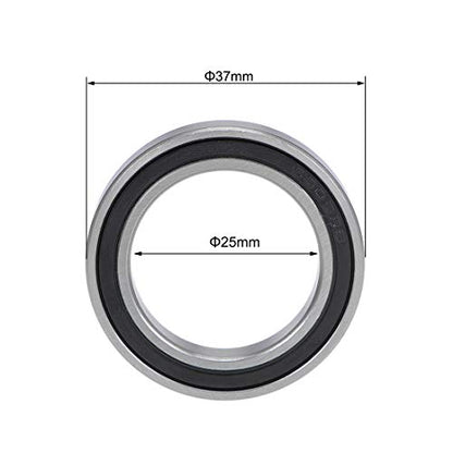 uxcell 6805-2RS Deep Groove Ball Bearings 25mm Inner Dia 37mm OD 7mm Bore Double Sealed Chrome Steel Z2 2pcs - size: 25x37x7mm