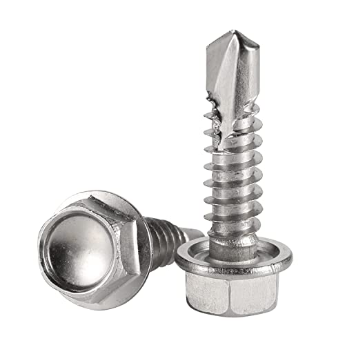 1/4" x 1-3/4" Hex Washer Head Self Drilling Screws, 410 Stainless, 100 Pack - size: 1/4" x 1-3/4", style: Small Package