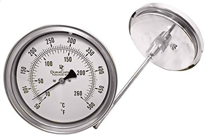 Bimetal Thermometer, 5" Face x 9" Stem, 0-250°F - size: [9" Stem, 0-250°F]