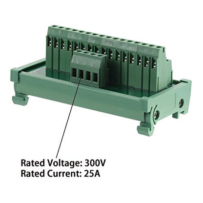 2 in 16 Out 25A DIN Rail Terminal Blocks Distribution Breakout - style: 2 IN 16 OUT