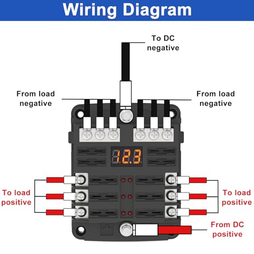 6 Way Fuse Block Box 12V/24V DC, ATC/ATO Fuse Panel with LED Display for Marine Boat Automotive Motorcycle - style: 6 Way-LED