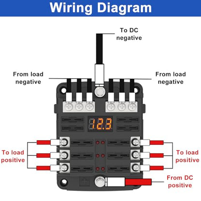6 Way Fuse Block Box 12V/24V DC, ATC/ATO Fuse Panel with LED Display for Marine Boat Automotive Motorcycle - style: 6 Way-LED