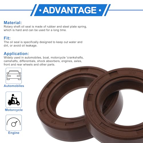 Universal Oil Seal TC Double Lip W Steel Spring Seal Ring Rotary Shaft Seal 18x28x7mm High Pressure FKM Rubber Brown 2 Pcs - size: 18x28x7mm