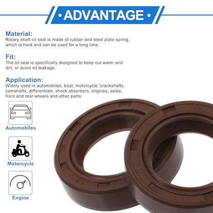 Universal Oil Seal TC Double Lip W Steel Spring Seal Ring Rotary Shaft Seal 18x28x7mm High Pressure FKM Rubber Brown 2 Pcs - size: 18x28x7mm