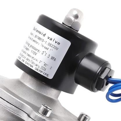 SUS304 Electric Solenoid Valve - 1" NPT 110V AC Stainless Steel Normally Closed Valve for Water Air Gas Fuel Oil - size: 1 Inch