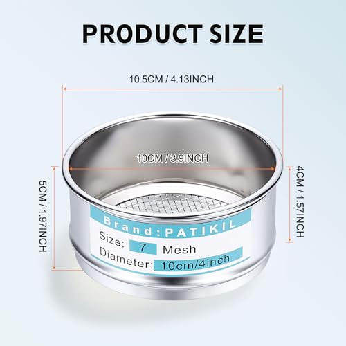 PATIKIL Lab Sieve 7 Mesh(2.8mm) 3.9"(10cm) Diameter Sifting Screen - size: 7 Mesh(2.8mm)/3.9"