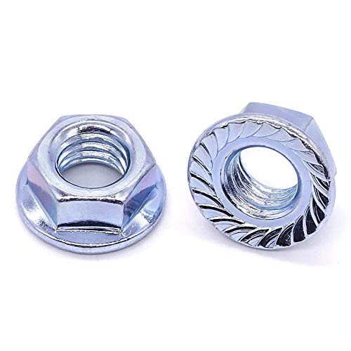 7/16"-14 UNC Serrated Flange Hex Locknuts Lock Nuts, Zinc Plated Carbon Steel, 11/16" Hex Drive, 20 PCS - size: 7/16"-14