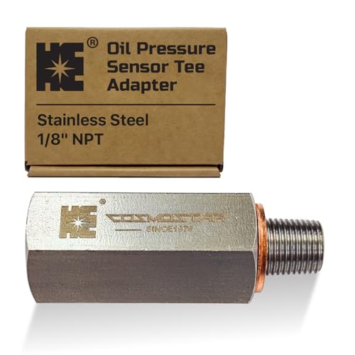 Cosmostar Stainless Steel 1/8" NPT Tee Oil Pressure Sensor Adapter – Heavy-Duty 304 SS Fitting for Oil Pressure Gauge, Turbo Supply Feed Line, & Pressure Switch - size: 1/8 NPT-1/8 NPT-1/8 NPT