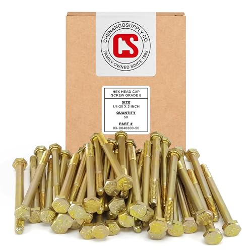 Chenango Supply 1/4-20 x 3 Grade 8 Hex Head Bolts - size: 1/4-20x3 50pcs