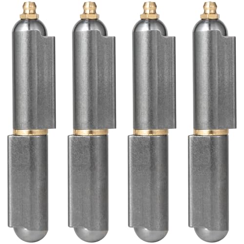 4 Pack 4 Inch Heavy Duty Weld On Hinges, Bullet Barrel Weldable Hinges with Grease Fitting, Carbon Steel Weld On Hinge for Metal Gate, BBQ Smoker, Trailer Door - size: 4 Inch