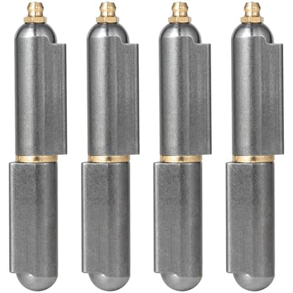 4 Pack 4 Inch Heavy Duty Weld On Hinges, Bullet Barrel Weldable Hinges with Grease Fitting, Carbon Steel Weld On Hinge for Metal Gate, BBQ Smoker, Trailer Door - size: 4 Inch