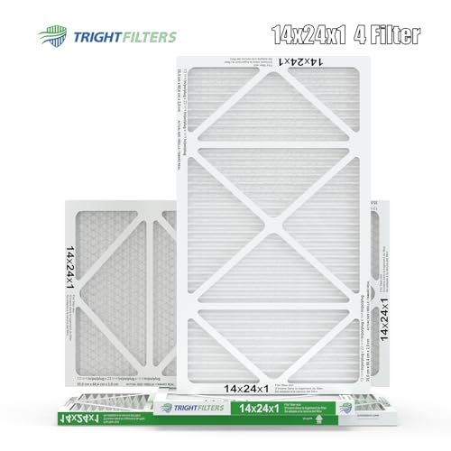 TRIGHTFILTERS 14x24x1 Air Filter 4 Pack, MERV 8 Pleated HVAC Furnace Filter - size: 14x24x1