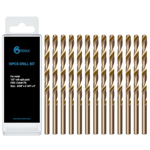 GMTOOLS 3/8 inch Cobalt Drill Bits, M35 HSS, 135 Degree Tip, Jobber Length Twist Drill Bit Set for Hard Metal, Stainless Steel, Cast Iron, Wood and Plastic, with Storage Case, Pack of 13 - style: M35-3/8-13PCS