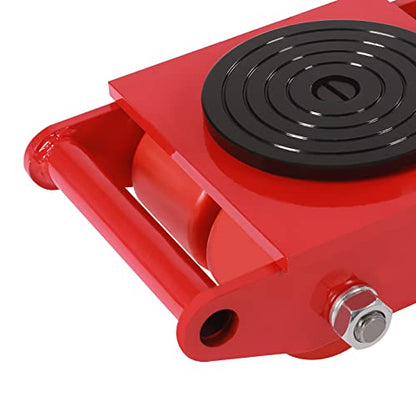 Machinery Mover, 6 Ton 360° Rotation Heavy Duty Dolly Skate Roller Trolley Cargo Moving Tool 4 Rollers with Handle