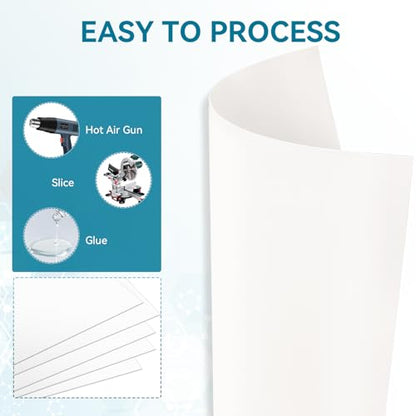 5 Pack White Plastic Sheets 12x12x0.04in Flexible High Tensile Plastic Sheets Hard Plastic Panel for DIY Materials Handicrafts Home Decoration - size: 12x12x0.04in