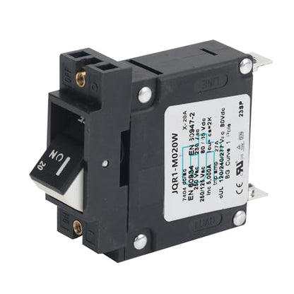 GLOSO Single Pole Miniature Circuit Breaker Manual Reset Switch Yachts Campers Caravans Control Panel M4 Screw Black Rocker 20A J1P - color: Black Rocker J1P, size: 20A