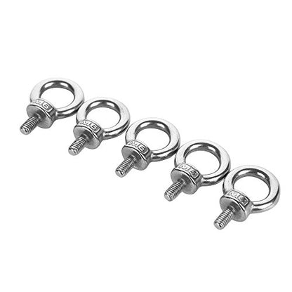 5Pcs 304 Stainless Steel M6 Male Thread Machinery Lifting Ring Eye Bolts
