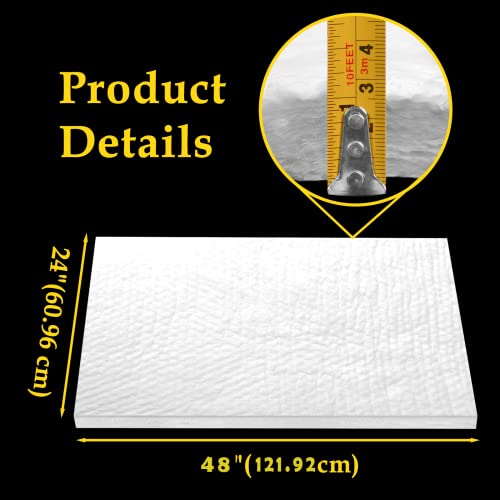 48"x24" x1" (Thick) Ceramic Fiber Blanket Fireproof Insulation Baffle Rated to 2400F, High-Temperature Resistance for Oven Stoves, Kilns,Forges - size: 48"*24"*1"/1 piece