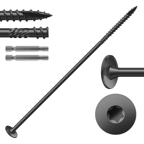#14 x 8 Inch Outdoor Structural Wood Deck Screws (29Pcs/2lb), Carbon Steel, Black, Flat Head, Rust Resistant Epoxy Coated, T30 Star Bit - color: Black, size: #14 x 8"