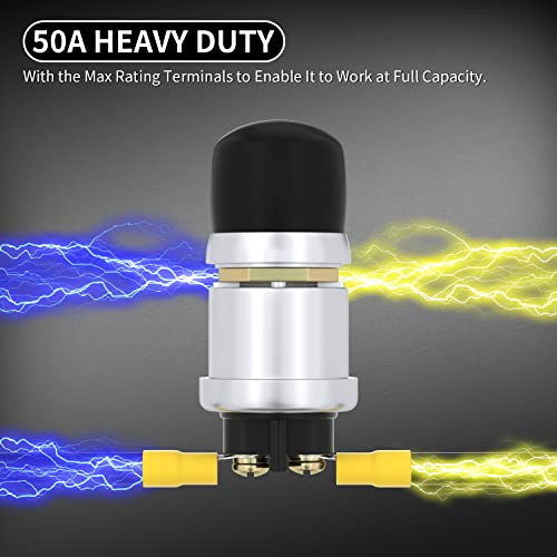 DaierTek Push Button Starter Switch 12V / 24V Waterproof Push Start Button 50A Heavy Duty Momentary Weatherproof for Horn Engine Car Truck Tractor Boat - size: 1Pc
