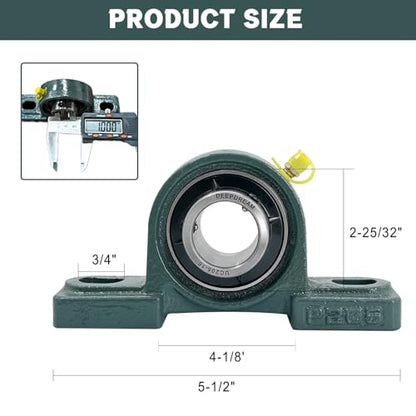 UCP205-16 Pillow Block Bearing 1 inch Shaft Pack of 2 Mounted Bearings p205 Cast Iron with 1" Bore, Self Alignment - size: UCP205-16-2pcs