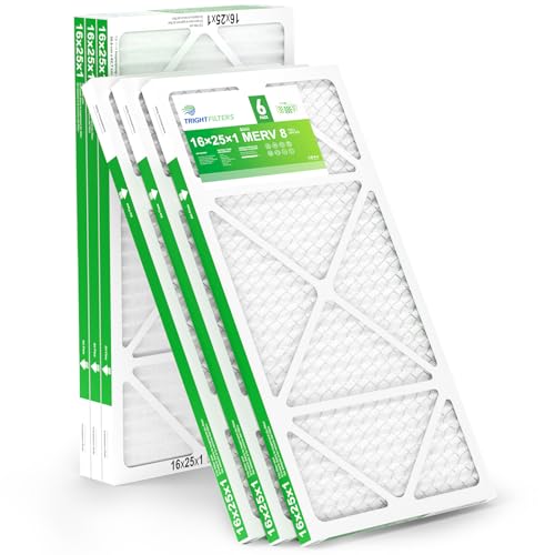 TRIGHTFILTERS 16x25x1 Air Filter 6 Pack, Durable MERV 8 Pleated Home HVAC AC Furnace Filters, Lightweight Compact Air Conditioner Filter Replacement - size: 16x25x1-6pack