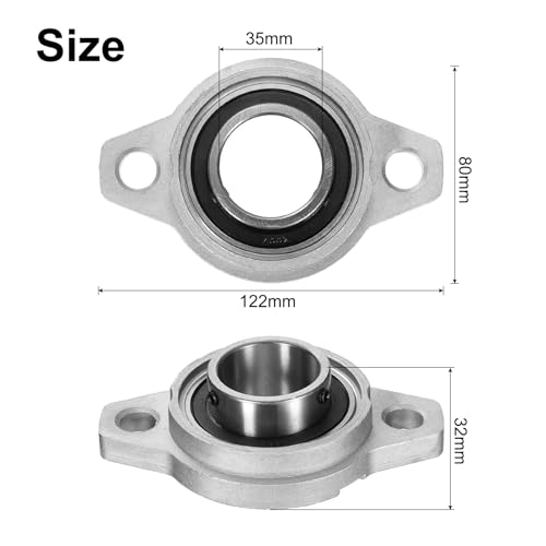 uxcell 2pcs KFL007 Pillow Block Bearings 35mm Bore Bearing Units Zinc Alloy Flange Mounted Bearing Housing, P6(ABEC3) - size: KFL007