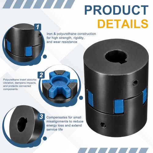 MECCANIXITY L075 Flexible Shaft Coupling 3/8" to 9/16" Bore Coupler Set - size: 3/8" to 9/16" Bore